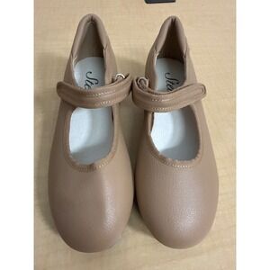 Stelle Tan Mary Jane Tap Shoes Girls Size 13M Hook Loop Strap Dance Recital